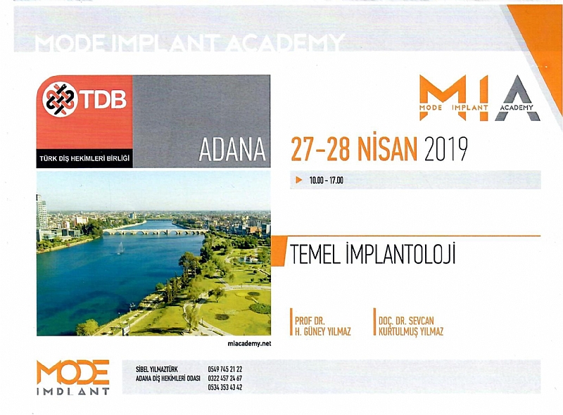 27-28 NİSAN 2019 TARİHİNDE ODAMIZDA TEMEL İMPLANTOLOJİ KURSU VERİLECEKTİR.SON 2 KONTENJAN İLE SINIRLIDIR. KİŞİ BAŞI 1.000 TL'DİR.