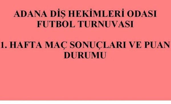 FUTBOL TURNUVASI 1. HAFTA SONUÇLARI VE PUAN DURUMU