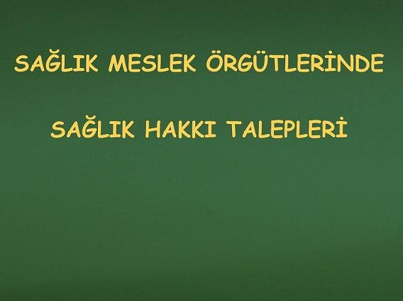 SAĞLIK MESLEK ÖRGÜTLERİNDE SAĞLIK HAKKI TALEPLERİ